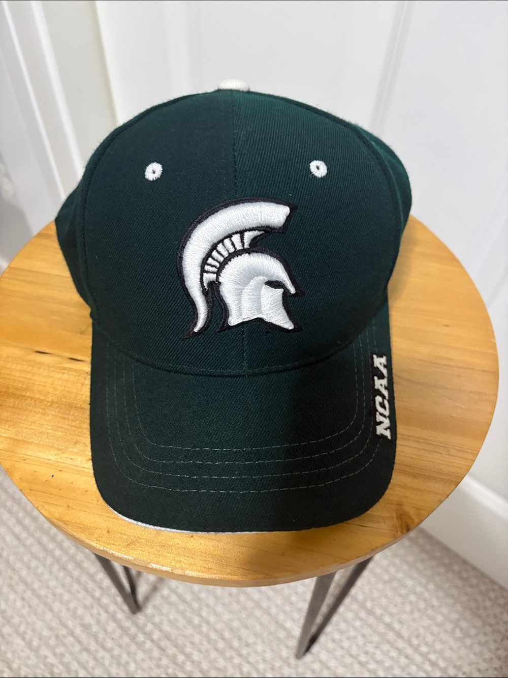 Zephyr Dark Green Wool Blend Hat with Red Logo Accent